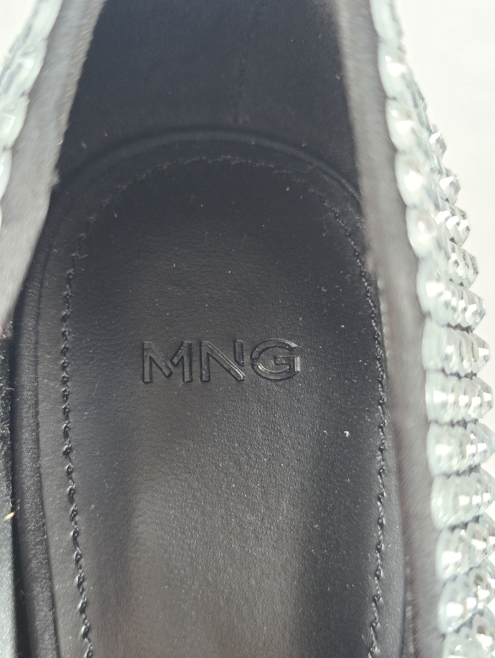 Mango Silver Rhinestone Mary Jane Block Heel Pumps Crystal Embellished Size 38 - Picture 10 of 12